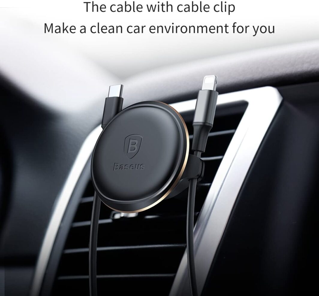 Baseus car mount magnetic with cable clip gold - immagine 5