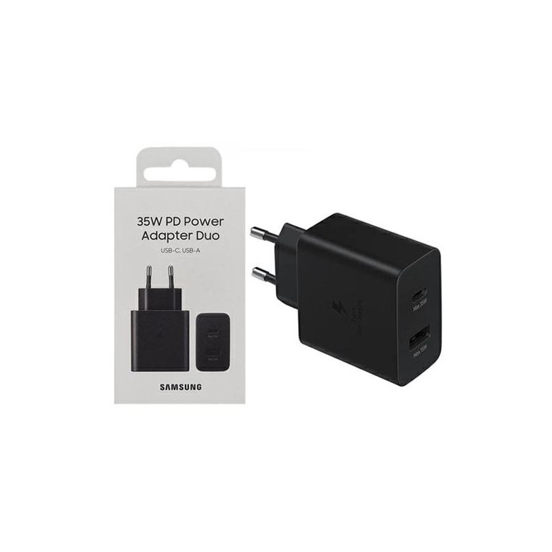 Samsung EP-TA220N Power Adapter Duo Caricabatterie Due porte 35W USB-C/USB-A Nero - immagine 3