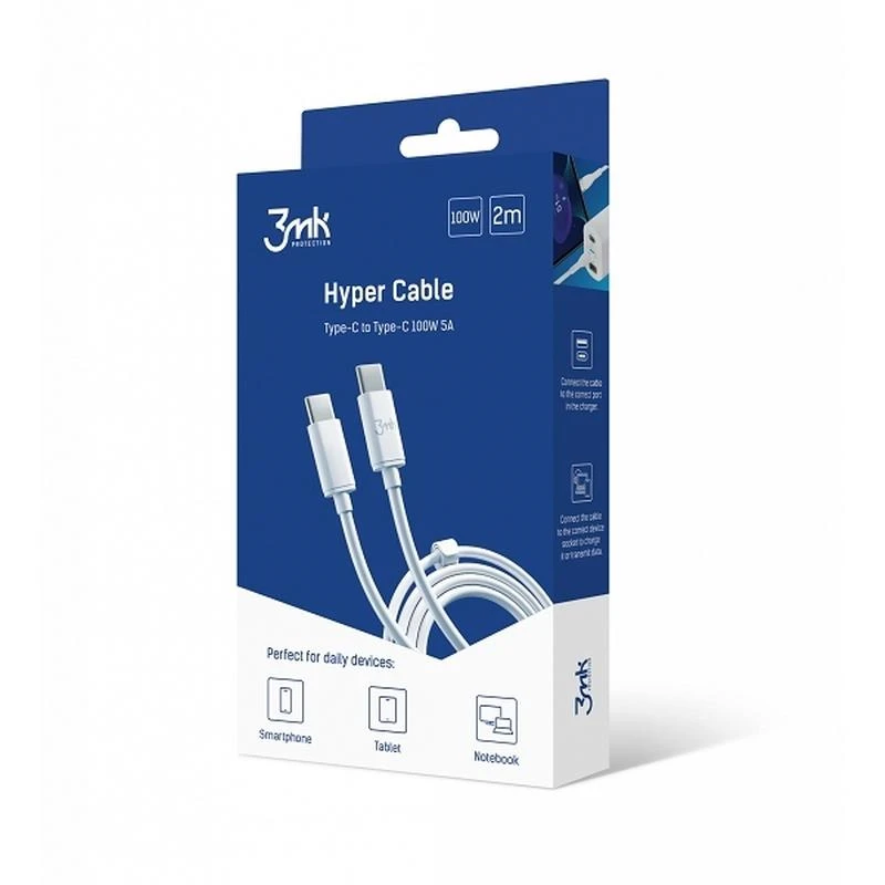 3MK Hyper PD/QC3.0 USB-C - 100W - 5A - 2m - White - immagine 6